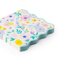 Stacked Easter Pastel Floral napkins showing scalloped edges and layered detail