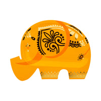 Marigold elephant Diwali Plate with bold black and gold detailing.