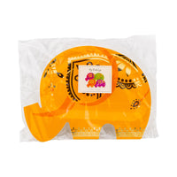 Packaged set of 8 elephant-shaped Diwali Plates with gold foil—colorful Diwali Party Decorations.