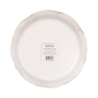 The back of the My Mind's Eye 8-pack scalloped paper plates packaging, part of the Grandmillennial Easter collection.