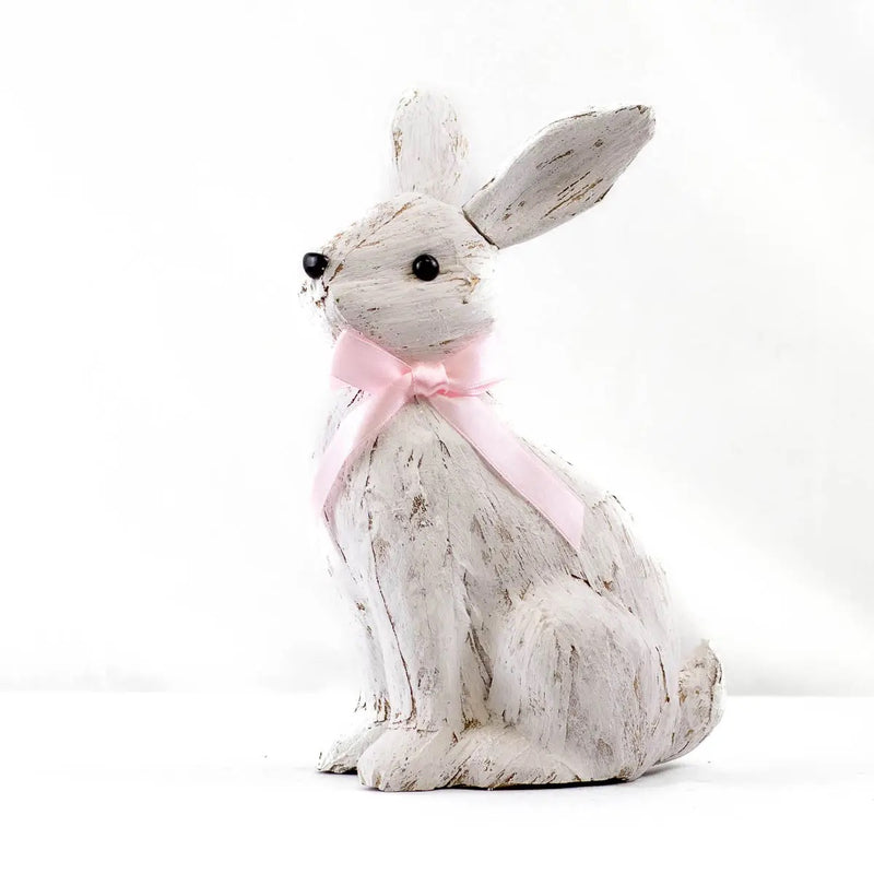 White sitting Easter Bunny decoration - perfect for a Spring table or Easter tablescape.