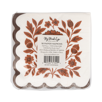Pack of paper napkins with floral design and 'My Mind's Eye' branding, back view.