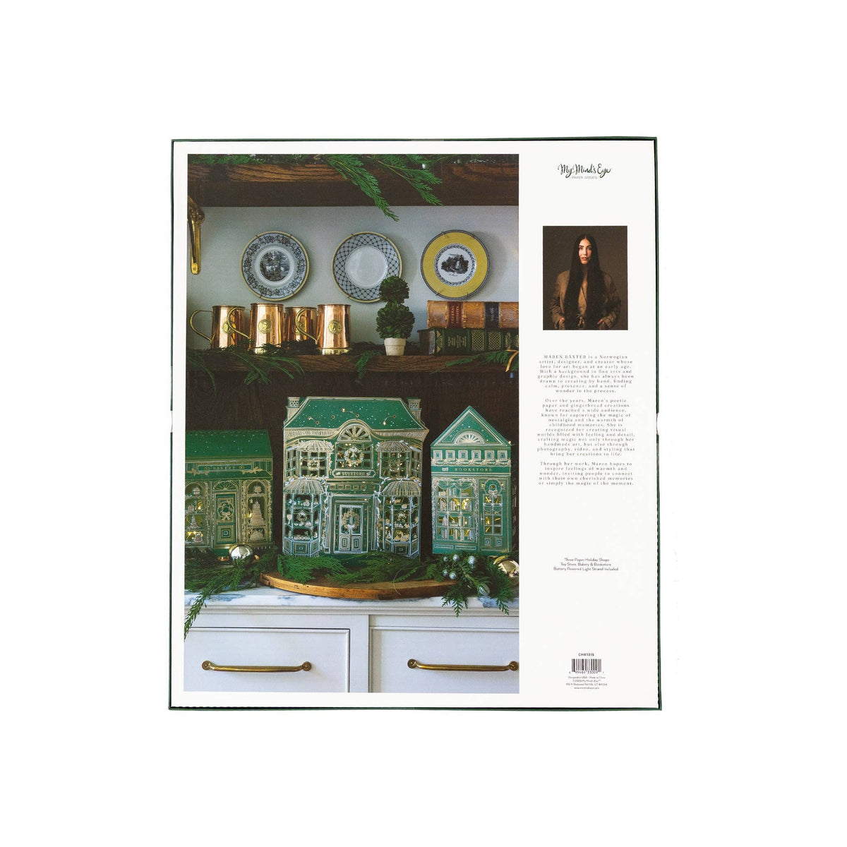 Maren Baxter Limited Edition Lighted Paper Christmas Village Shops, Set of 3