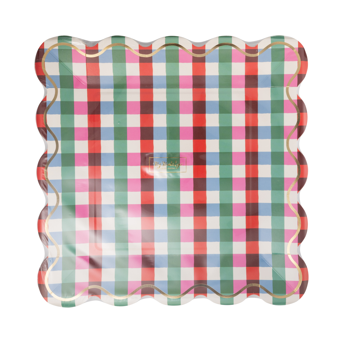 Multicolor Gingham Square Paper Plates
