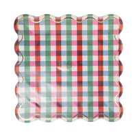 Multicolor Gingham Square Paper Plates
