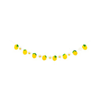 felt lemon banner garland with yellow lemons and white flower accents.