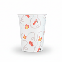 Firetruck paper cup with rescue pattern.