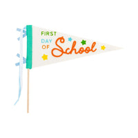 First day of school felt pennant with colorful letters and stars.