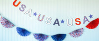 Floral USA Banner | 4th of July Banner, Patriotic Banner, Patriotic Paper Banner, 4th of July Party Decor, Memorial Day Party, Garland