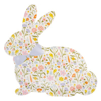 Floral bunny shaped Easter paper plate with pastel spring flower pattern