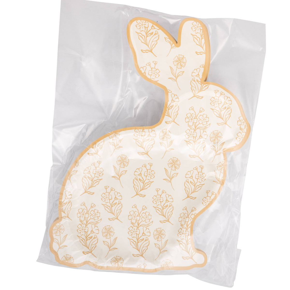 A set of 8 Floral Bunny Shaped Plate items in their original clear packaging, ready for an Easter celebration.