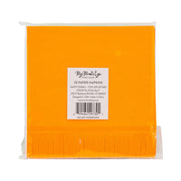Back of package showing 18 count fringed Diwali napkins.