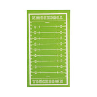 Football field dinner napkin with green field and yard line design