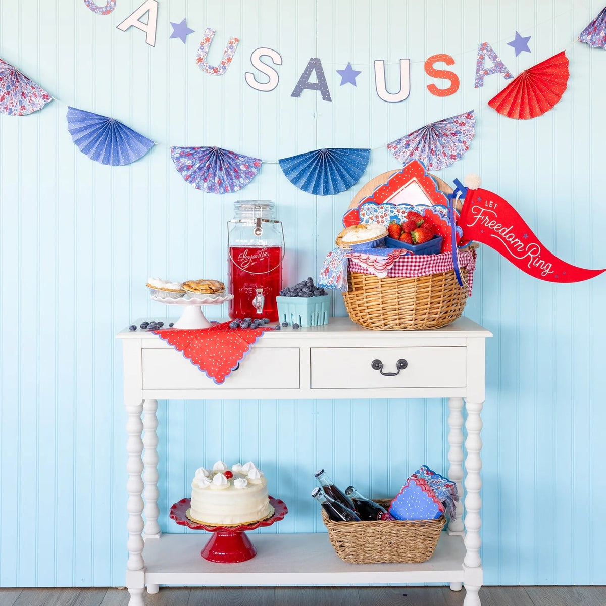 Americana Bunting Banner | 4th of July Banner, Patriotic Banner, Patriotic Paper Banner, 4th of July Party, Memorial Day Party, Garland