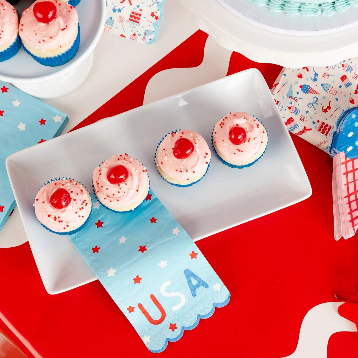 USA Stars Paper Dinner Napkins, 24ct | Patriotic Napkins, July 4th Paper Napkins, 4th of July Party Supplies, Fourth of July Tableware, USA