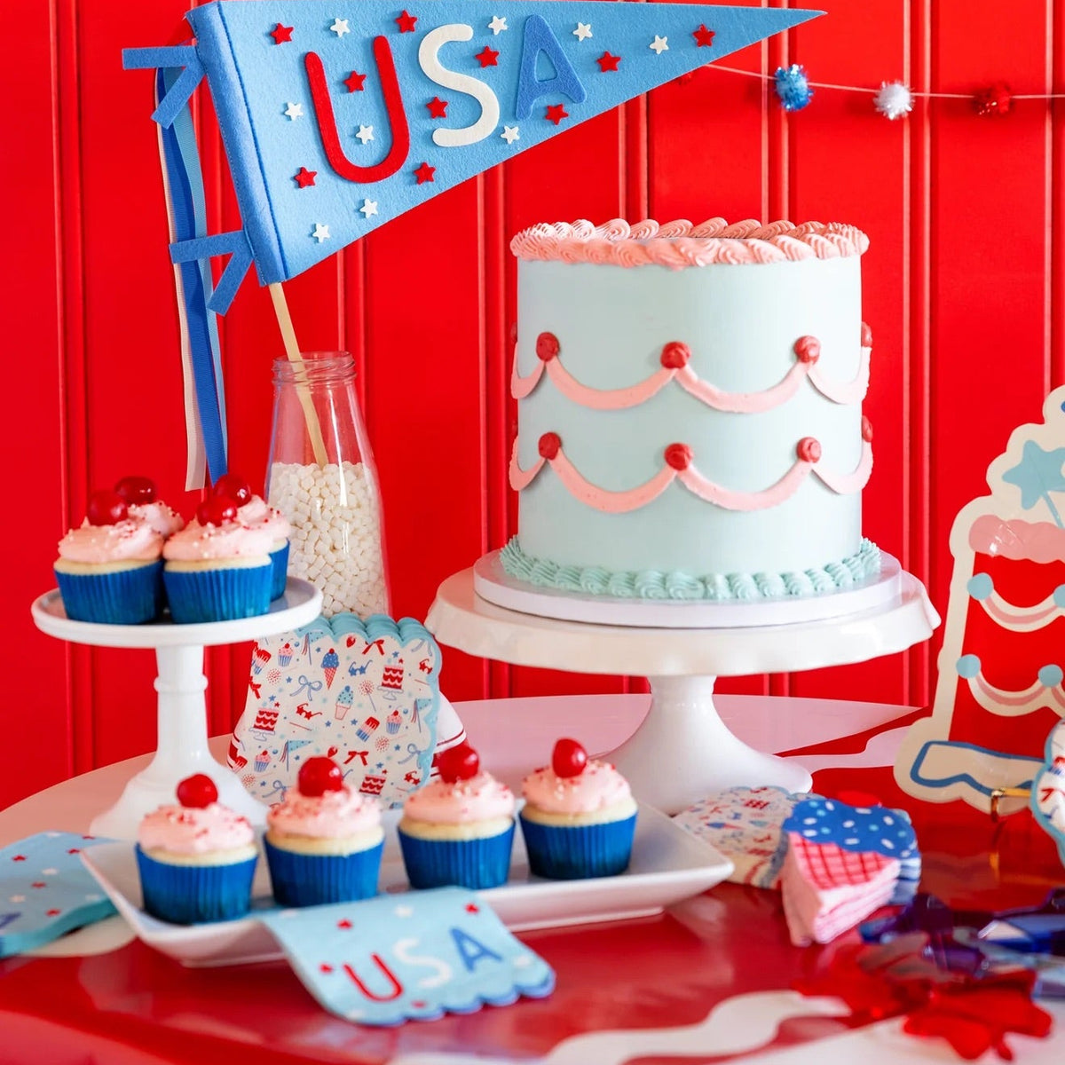 USA Stars Paper Dinner Napkins, 24ct | Patriotic Napkins, July 4th Paper Napkins, 4th of July Party Supplies, Fourth of July Tableware, USA