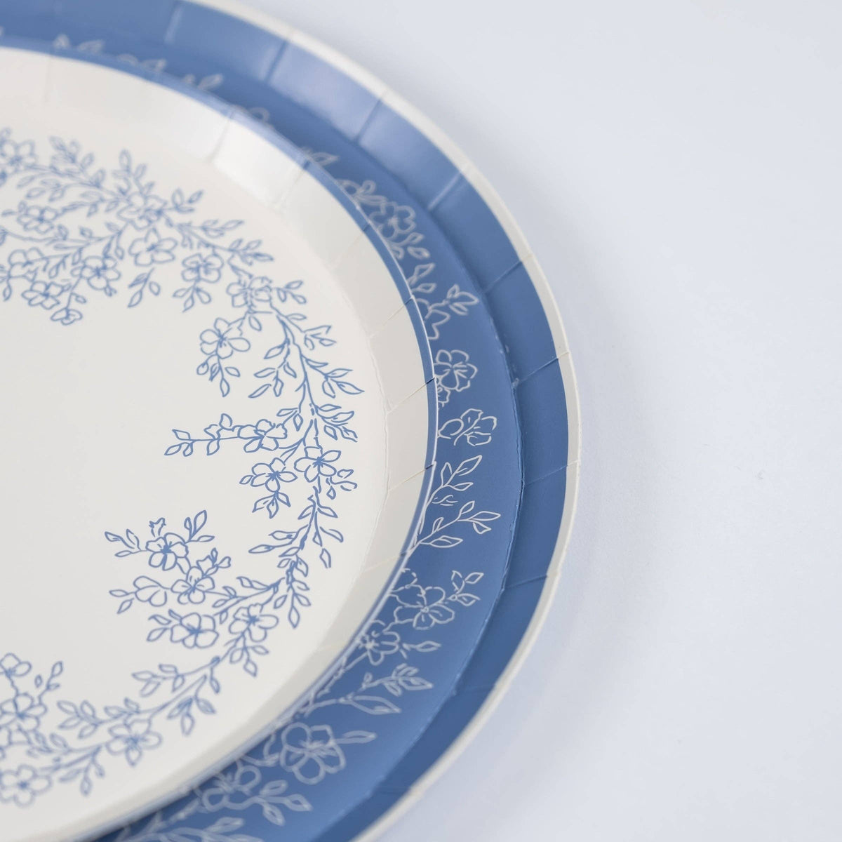 french blue party plates stacked
