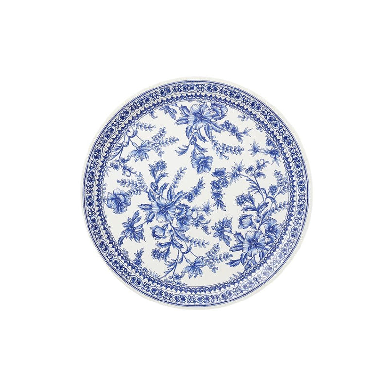 Blue French toile large plate with floral pattern design