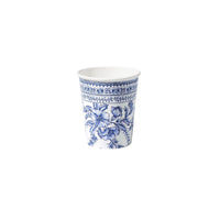 French toile paper party cup with blue floral pattern