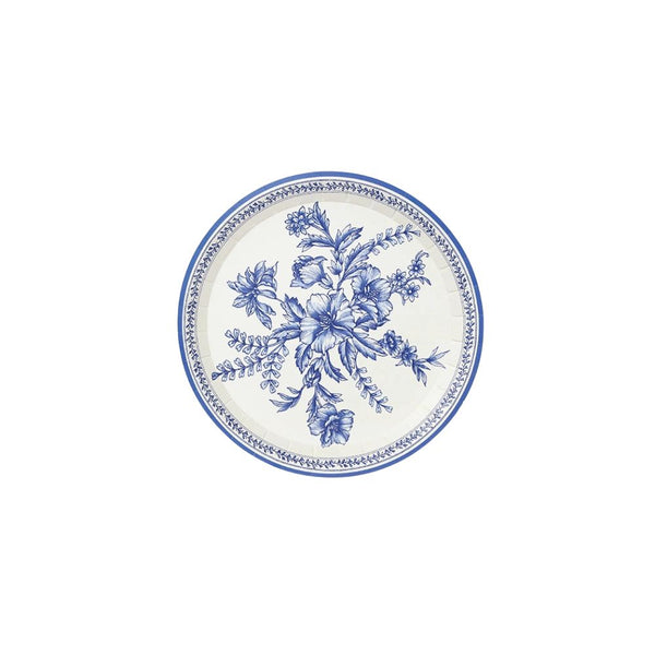 French toile small plate with blue floral pattern