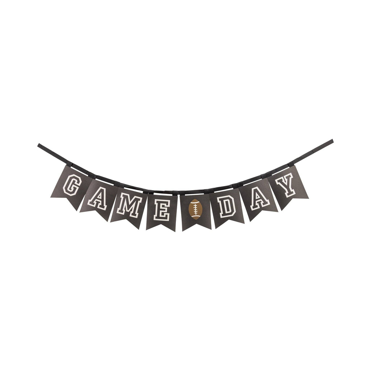 Game Day ribbon banner in black and cream with football icon