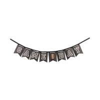 Game Day ribbon banner in black and cream with football icon