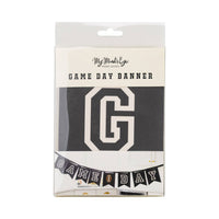  Game Day ribbon banner packaging showing black and cream banner