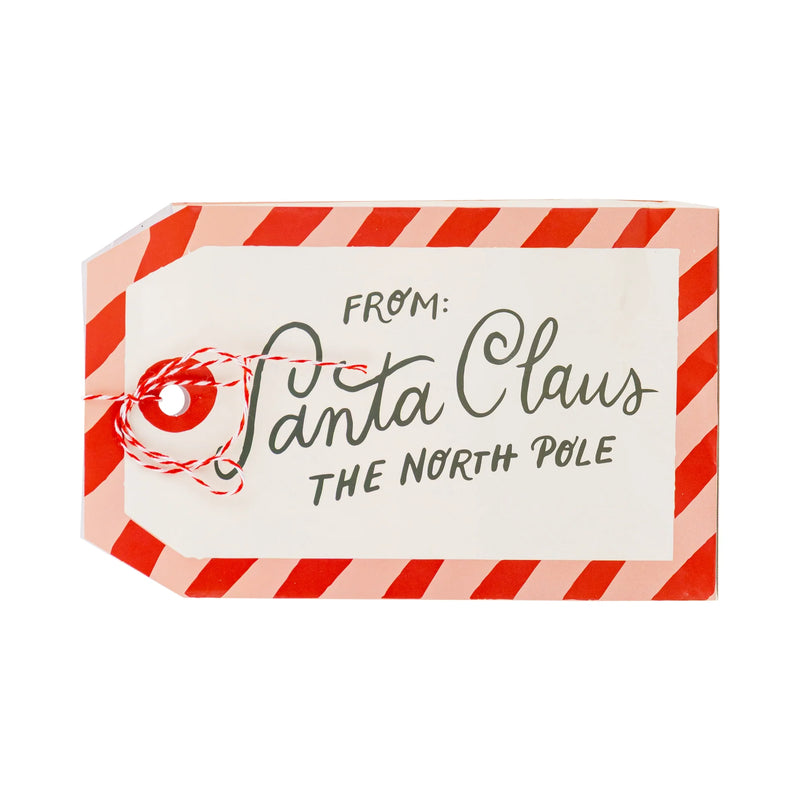 Product on white—single tag-shaped bag reading “From: Santa Claus, The North Pole”