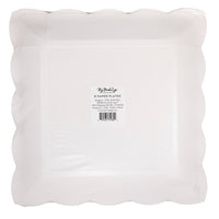 Back of packaged gingham paper plates showing product label