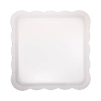 Back view of pink and green gingham paper plate