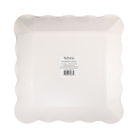 Back view of a give thanks dinner plates with a brand label.