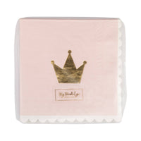 Front packaging of the Crown Shaped Napkins featuring a high-shine Gold Foil Princess Decor crown.