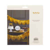 Back of the gold fringe banner packaging.