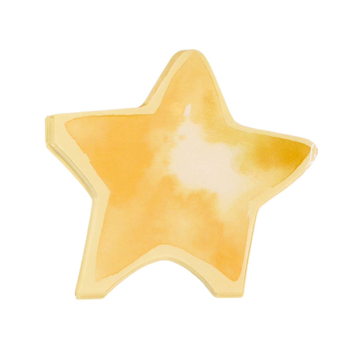 Single die-cut watercolor gold star paper napkin on white