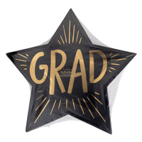 Packaged grad star shaped paper plates for graduation party tableware