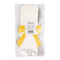 Back view of packaged graduation diploma napkins showing product label