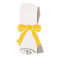 Back view of graduation scroll-shaped napkin with bow detail