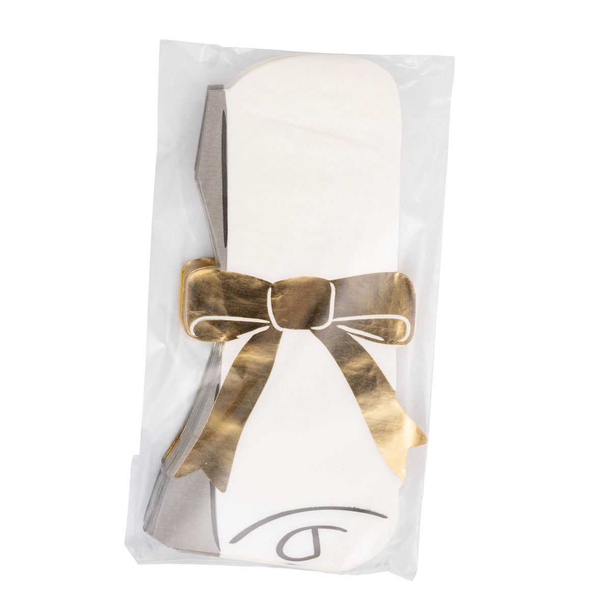 Packaged graduation scroll napkins displayed in clear wrapping