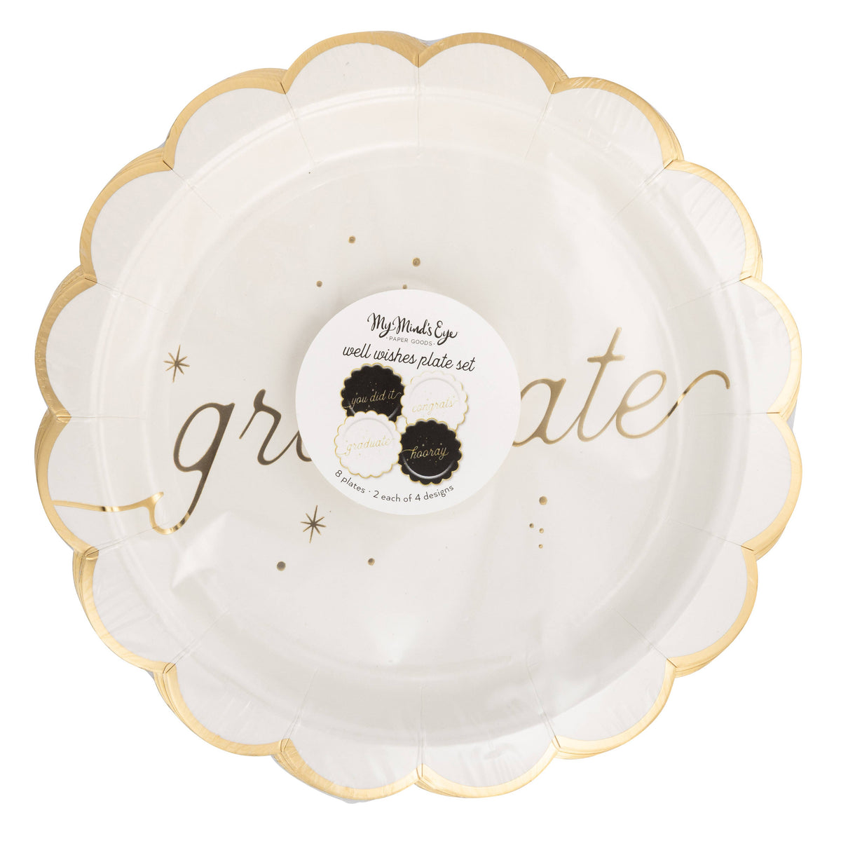 Graduation Well Wishes plate set in packaging