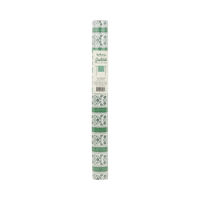 Rolled 16" x 120" green floral stripe paper table runner in packaging