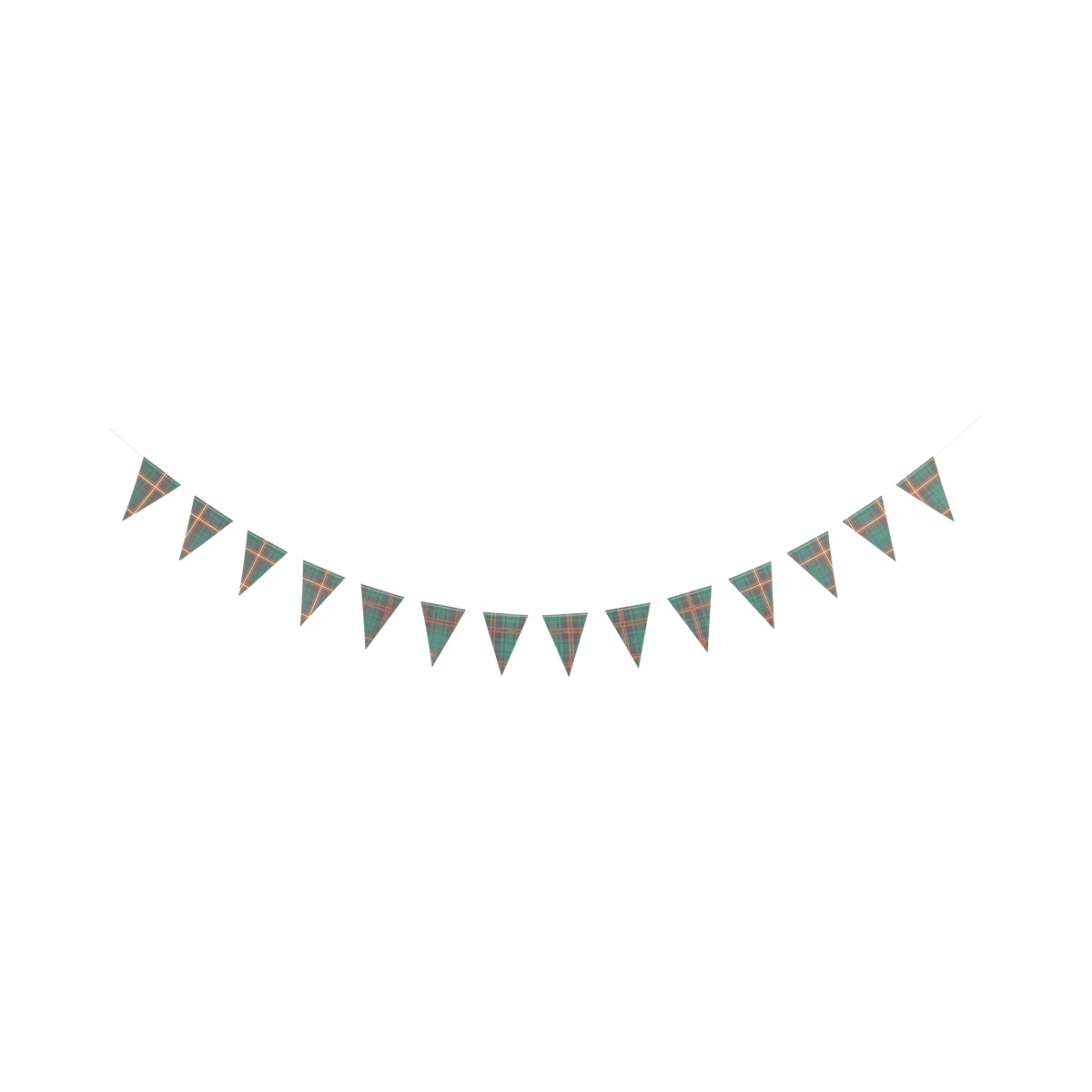 Green plaid mini pennant paper banner hung