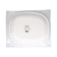 Back view of packaged plates illustrating curved bubble outline and generous serving area before printing—underscores plate size and shape.