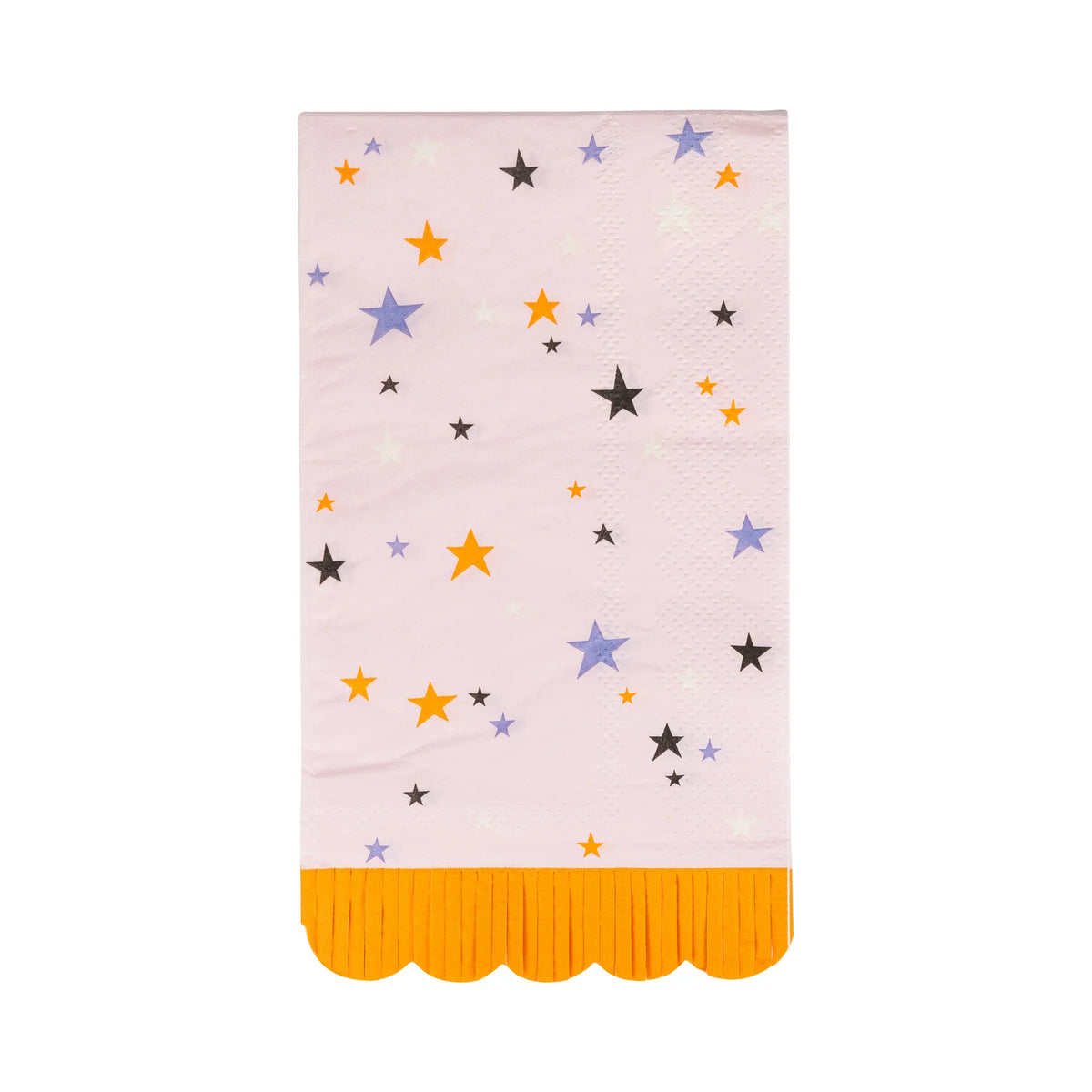 paper napkins with star pattern and yellow bottom edge on a white background
