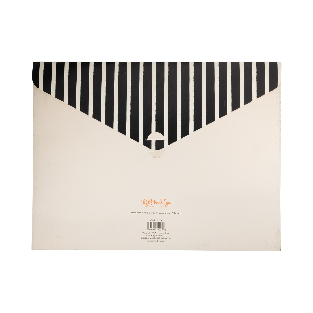 Back view of a packaged vintage Halloween honeycomb 3d tissue.