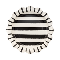 Black and cream Halloween striped scalloped paper plate