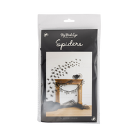 Packaging of 'My Mind's Eye Spiders' with a spider web and spider design.