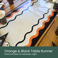 Moment & Co's Vintage Halloween Subscription Box - Orange & Black Wavy Table Runner.
