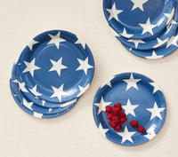 Blue paper plate with white stars - perfect for a 4th of July bbq or a Memorial Day Party.