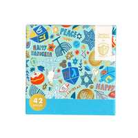 Festival of Lights Hanukkah mini puzzle box front showing the 42 piece count