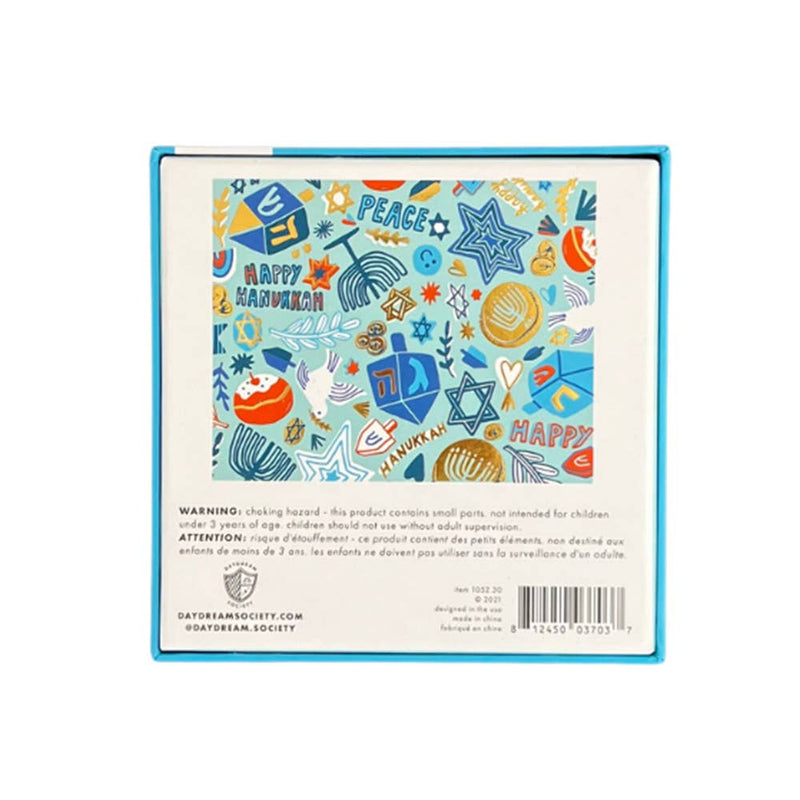 Back of the Festival of Lights Hanukkah mini puzzle box
